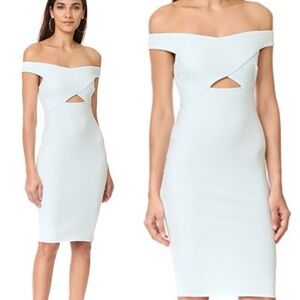 Bec & Bridge 4 Icy Blue Salt Lake Crossover Bodycon Cut Out Dress